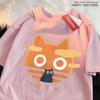 The Sun Orange Cat Fun Japanese Style Male Cotton O-Neck T-Shirt Summer Loose Oversize Clothes High Quality Brand Short Sleeve