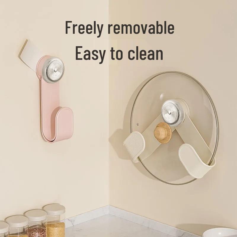 Wall-Mounted Rotating Suction Cup Kitchen Rack for Pot Lids & Cutting Boards
