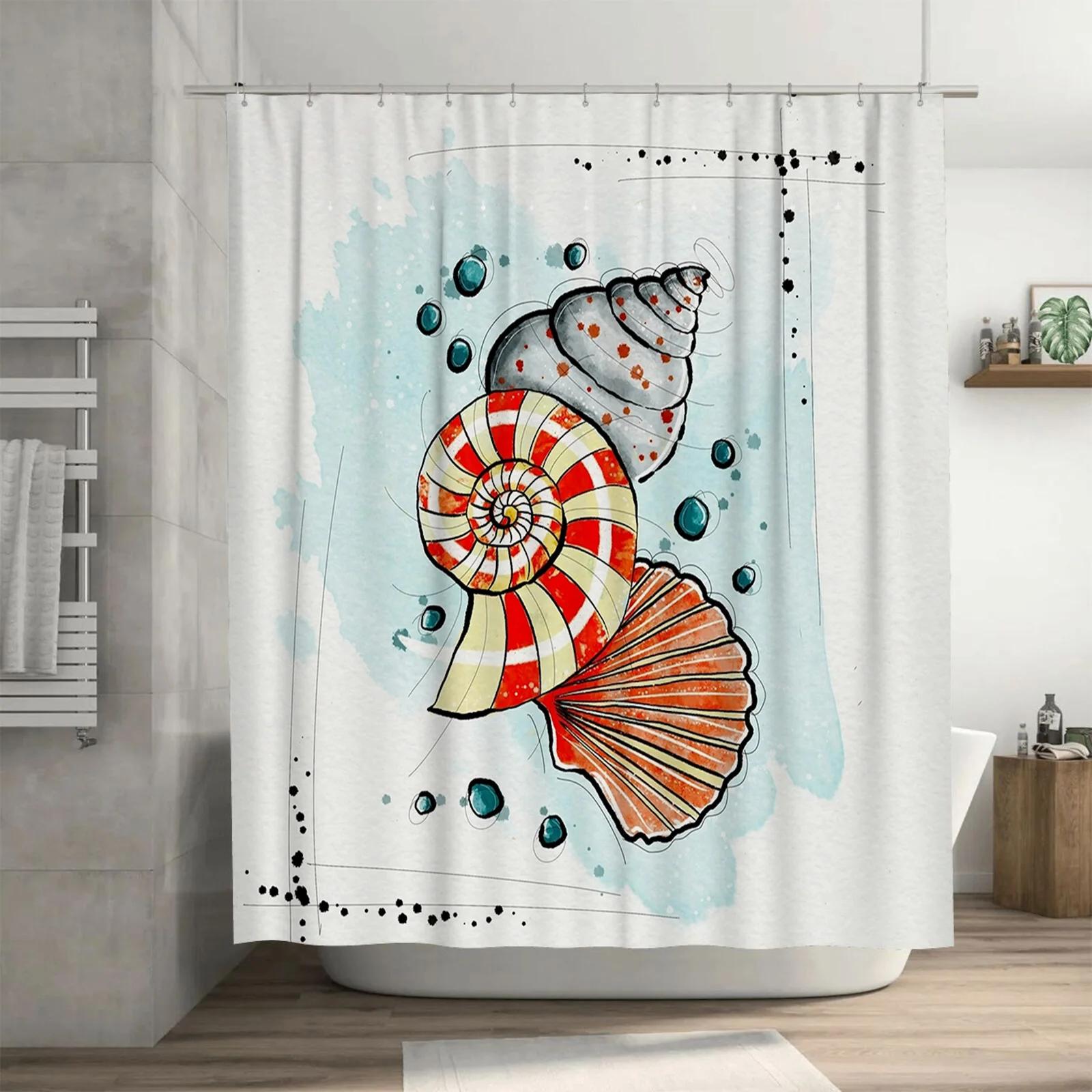 

Whimsical Seashell Waterproof Shower Curtain - Colorful Art Design For Bathroom Decor, Perfect For A Fun And Unique Look W60H190(CM)-1 Pcs