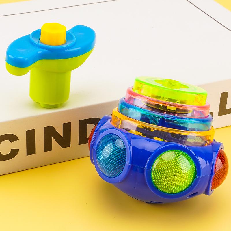 Children's Cartoon UFO Music Gyro Toy with Lights