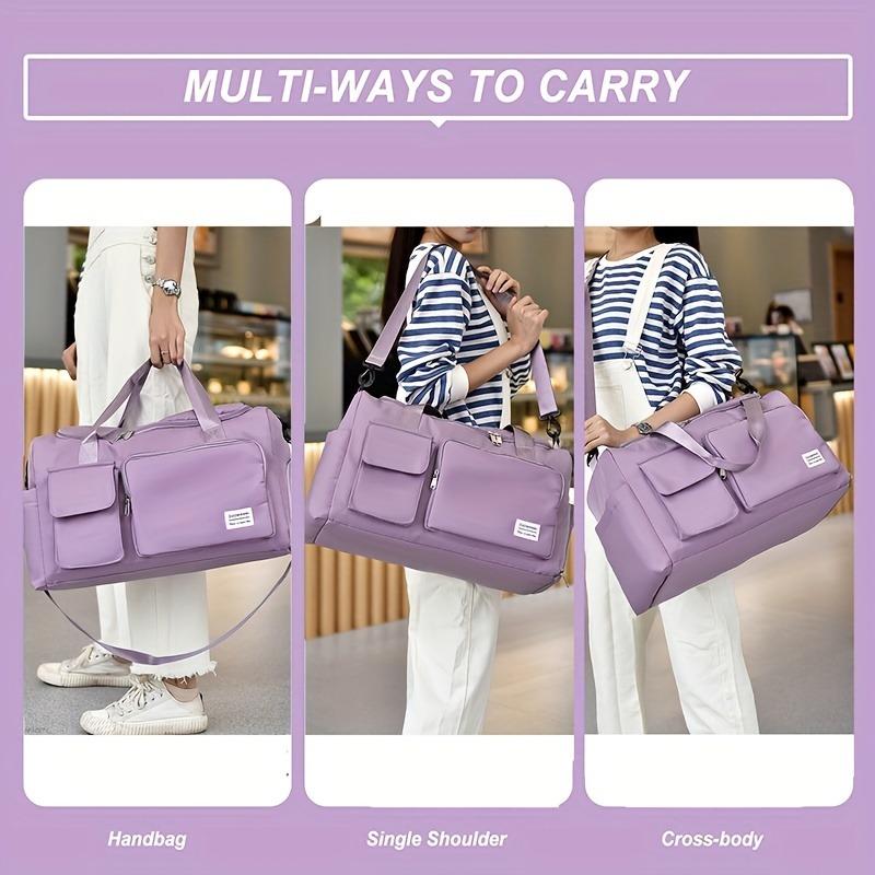 Borsa da Viaggio Unisex Grande Capacità Borsa Tote Sportiva da Palestra in Nylon per Donne Borsa Duffel Weekender per Pernottamento con Scomparto per Scarpe