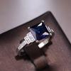 Fashion Women'S Ring, Dark Blue Zircon White Gold-Plated Diamond Rings Handpiece