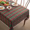 Christmas Tablecloth Green Plaid Snowflake Cotton Linen Rectangular Table Cover New Year Gifts Dining living room Table Decor