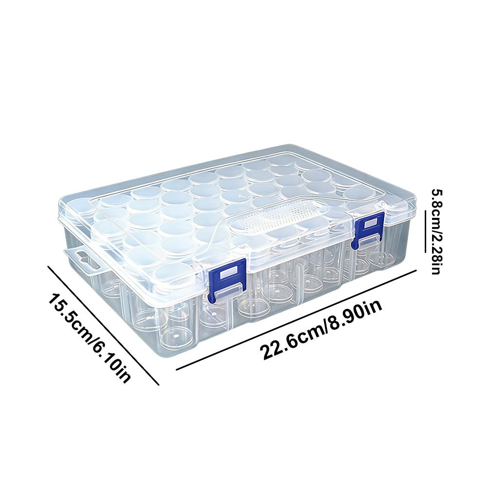 Clear Plastic Diamond Painting Storage Box- 24/48/60 PCS Round Jars W/ Organizer Case Easy View Portable Cross Stitch Accessory
