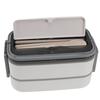 Doppelschichtige Bento-Box 316 Edelstahl Fächer Tragbare Lunchbox Mit Besteck Für Arbeit Schule Büro 1400ml Weiß