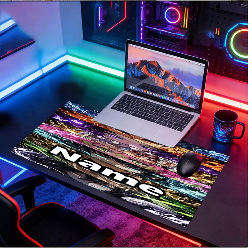 Custom Name Personalized Demon Slayer Pattern Mousepad, Laptop PC Desk Mat, Decorative Desk Mat for Home Keyboard Pad Gift