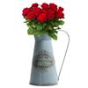 Vintage Style Metal Flower Vase Galvanized Finish Rustic Flower Jug Vase for Indoor and Outdoor Decor