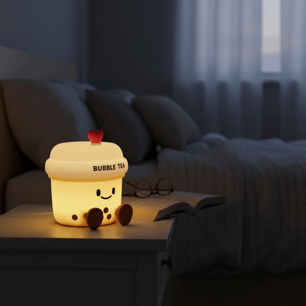Silicone Material Bubble Tea Led Lamp Not Dazzling Cartoon Table Lamp  Bedside Light