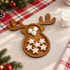 Solid Wood Appetizer Platter Christmas Tree And Elk Serving Tray, Durable Partitioned Wooden for Guests Food Platter, Decorative Dinnerware