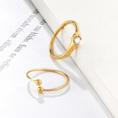 Folded Irregular Zircon Diamond Ring Plated Niche Open Ring Titanium Steel Jewelry Women