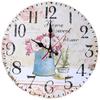 30CM Silent Wall Clock,Vintage Pattern Wooden Cardboard Wall Clock, European Retro Clock for Chic Home Office Cafe Decor