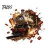 Wall Renovation Stickers for Renters 3D Retro Train Sticker, Break Through Decal, Peel and Stick Art Durable Scratch Resistant Cover Mural Kids