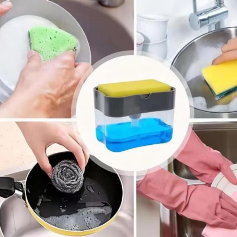 Dishwashing Detergent Press Kitchen Style Automatic Liquid Dispenser Scouring Pad Dishwashing Brush Pot Maker Soap Dispenser Box