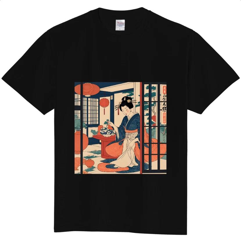 

Ukiyo-e Woman Bonsai T-Shirt Japanese Art Black White Traditional Japanese Tee M
