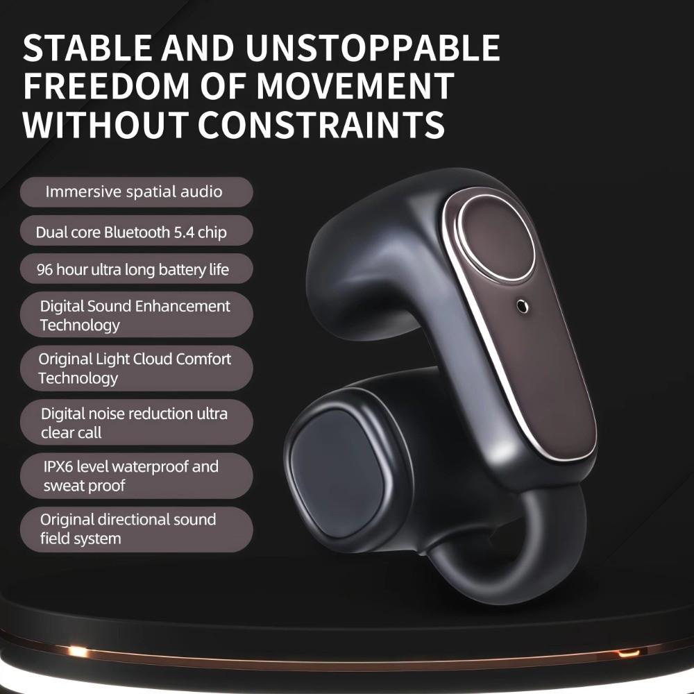 1pc Single Bluetooth 5.4 Wireless Headphones Clip-On Earbuds Fashion Earphone