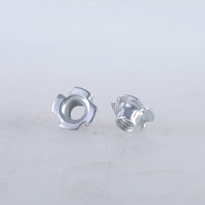 Four Jaw Threaded Inserts Corrosion Resistant T Nut Blind Pronged Tees 4 Jaw Tees Nuts for Wood Working Hardware