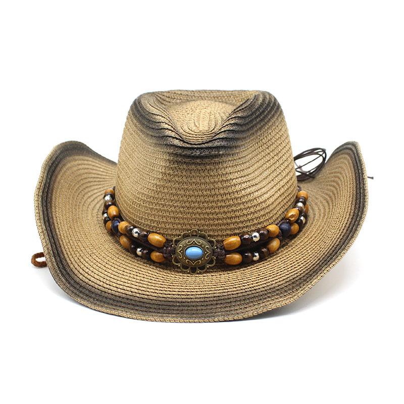 Spring And Summer Men And Women Travel Seaside Beach Sun Protection Sun Hat Spray Paint Denim Straw Hat