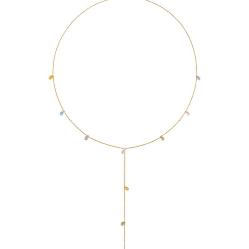 Tatiana [Silver925]Brilliant Pastel Mix Y Line Necklace_NZ1150