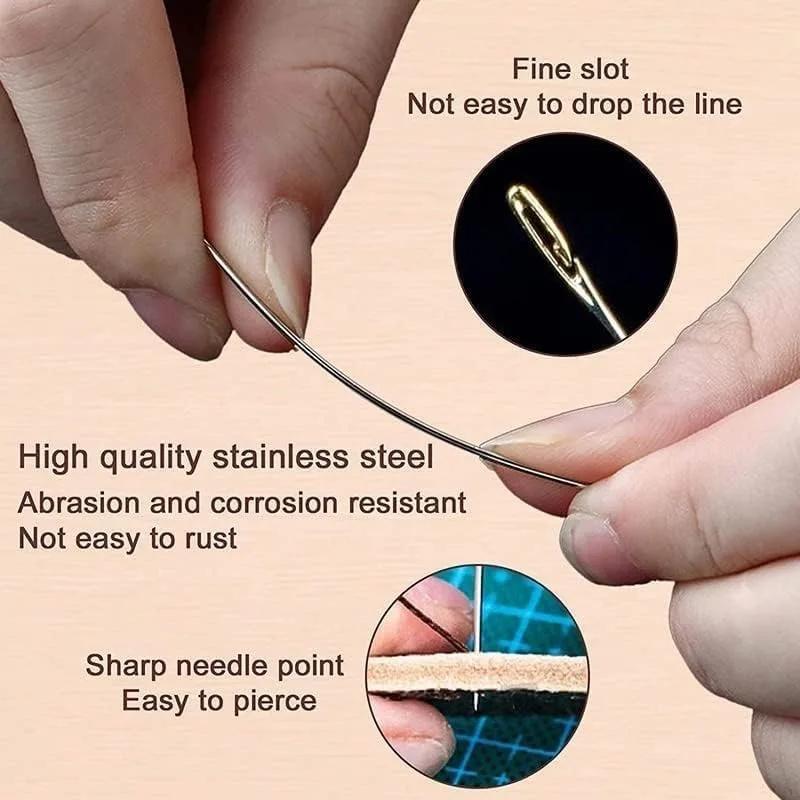 30/12Pcs Side Hole Blind Sewing Needles Stainless Steel Elderly Self Threading Needles Household DIY Beading Threading Needle