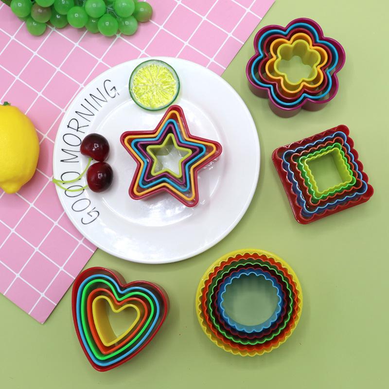 Love Five-pointed Star Round Square Fruit Slicer Cookie Mold Baking Cake Decoration Set