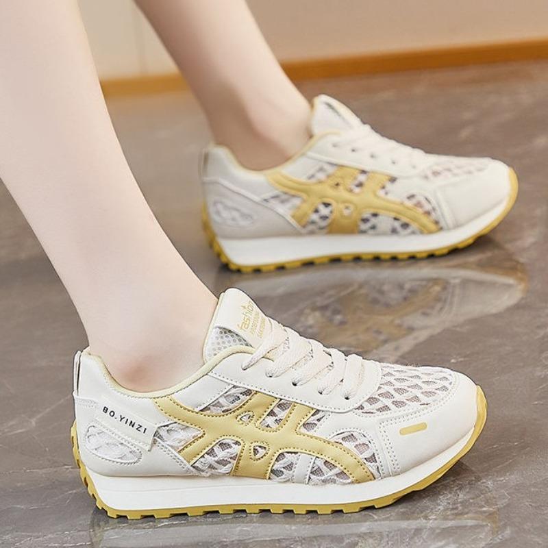 Thick-soled lightweight mesh hollow dad shoes women's summer new breathable height-increasing casual sports shoes