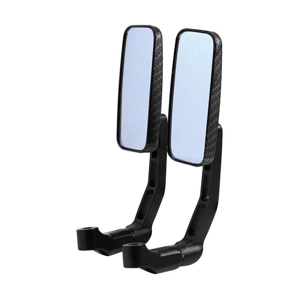 Pair Universal Motorcycle Bike Rectangle Rear View Mirrors 8mm 10mm Carbon Fiber