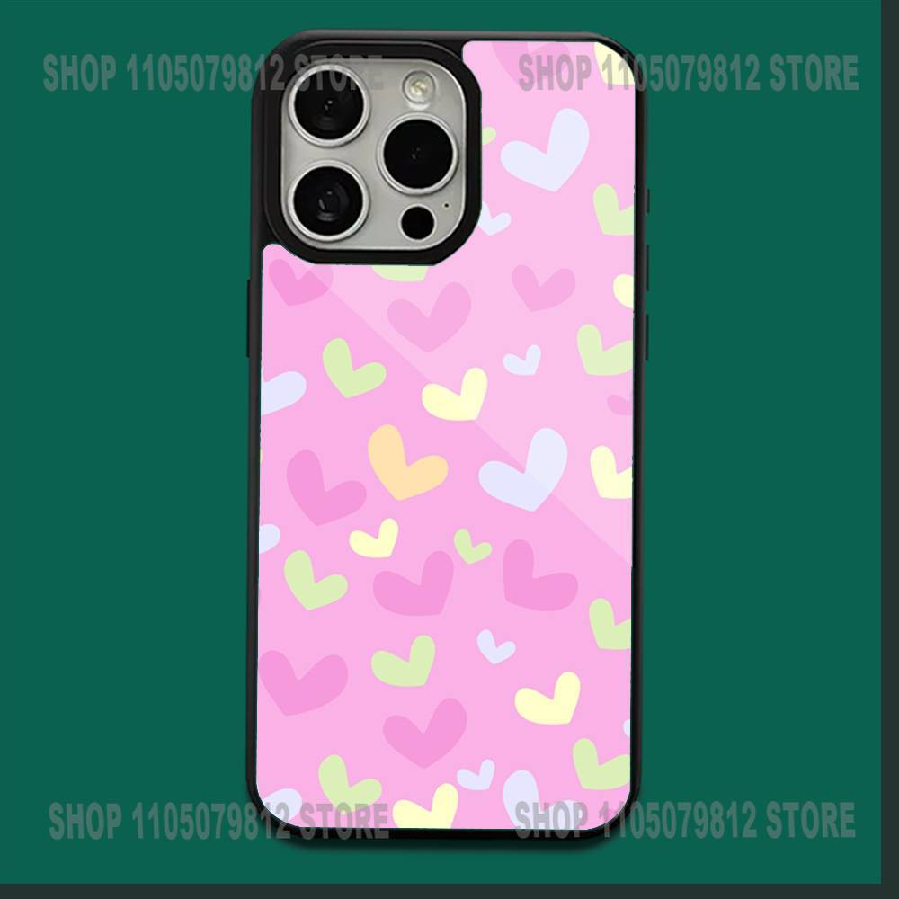 Cute Love Heart Phone Case For iPhone17,16,15,14,13,12,11,Plus,Pro,Max,Mini Soft Magesafe Magnetic Wireless Charge