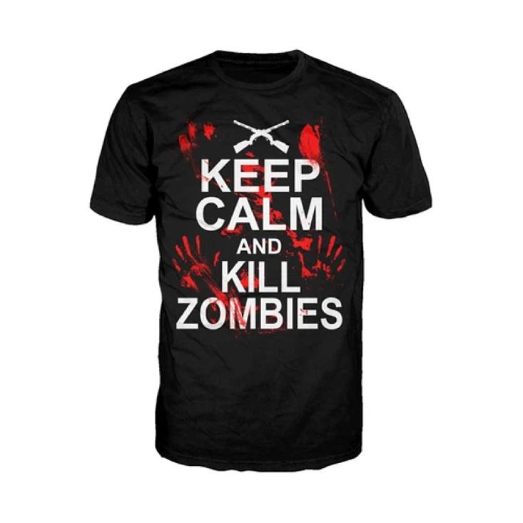 Keep Calm Kill Zombies T Shirt Funny Horror Halloween Gift S чёрный