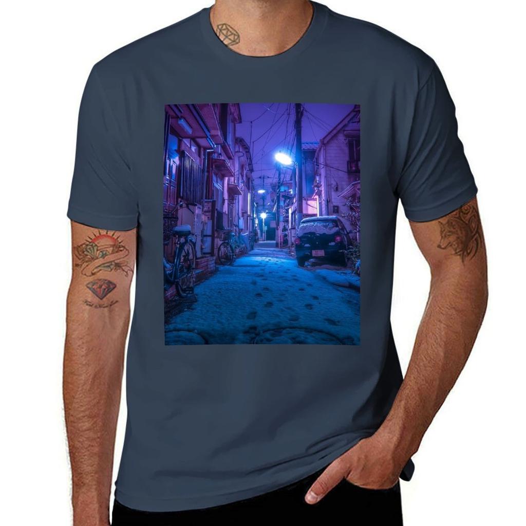 Snow Covered Japanese Street Tshirt Fashion Graphic Tee For Men Tshirt
