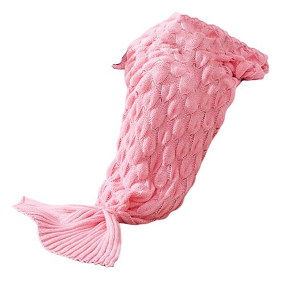 Mermaid Tail Blanket Knitted Scale Texture Elastic Thick Keep Warm Sleeping Bag