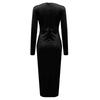 Damen V-Ausschnitt Mesh Langarm Stilvolles Sexy Kleid