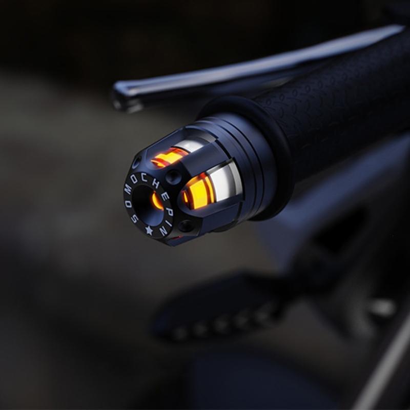 Motorcycle Scootor LED Handlebar End Turn Signal Corner Light DC12V Flasher Handle Grip Blinker Side Marker Hand Lamp 2x