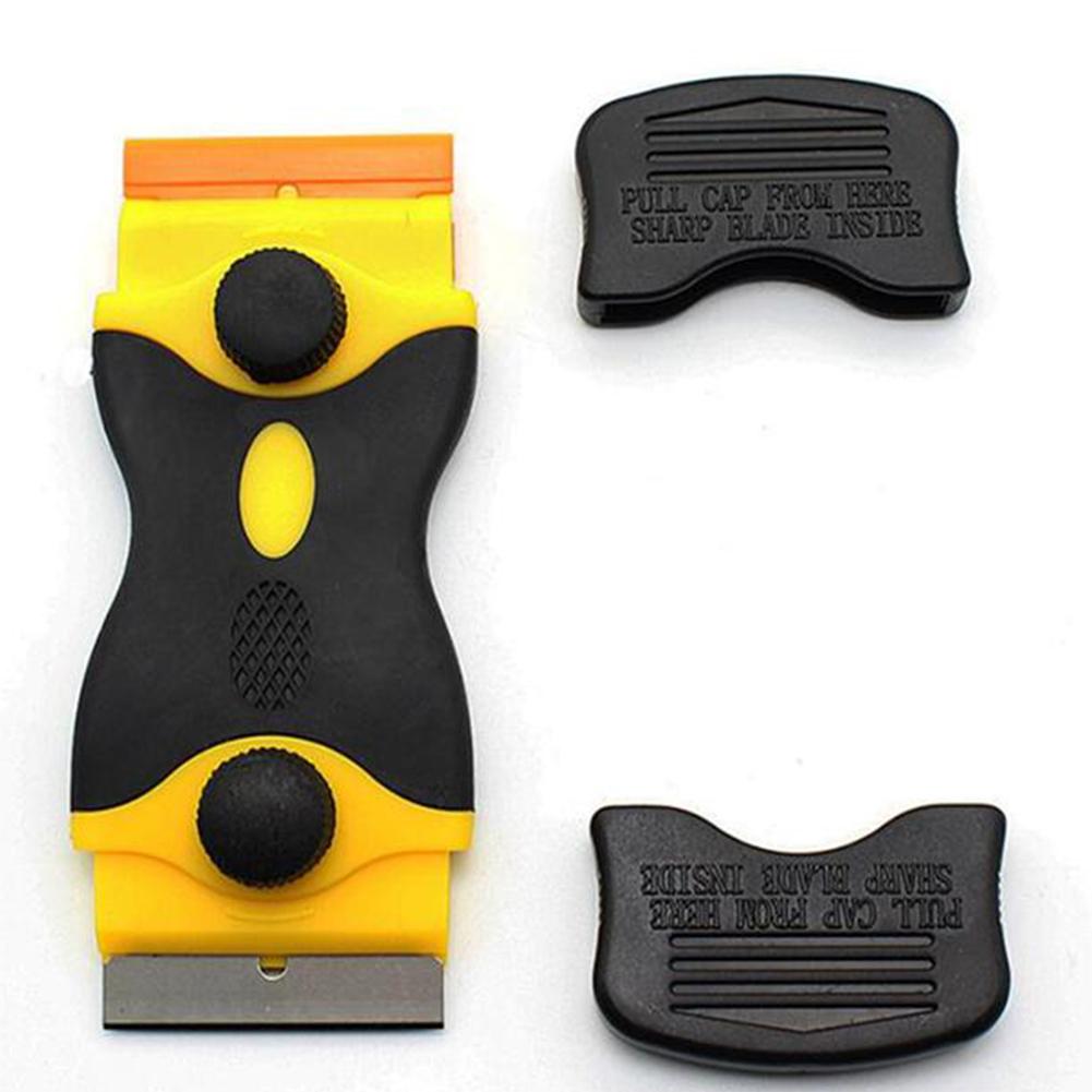 

Double-sided Scraper Blade Scraper Tool Metal & Plastic Blades Sticker Remover Cleaning Scraper For Cooktop Oven Stove жовтий
