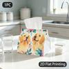 1pc Tissue Box, Flat Style Golden Retrievers Floral Joy Pattern, 2D Flat Printing, Blocks Dust, Take Anywhere, Tissue Bag, for The Coffee Table, 2D Fl