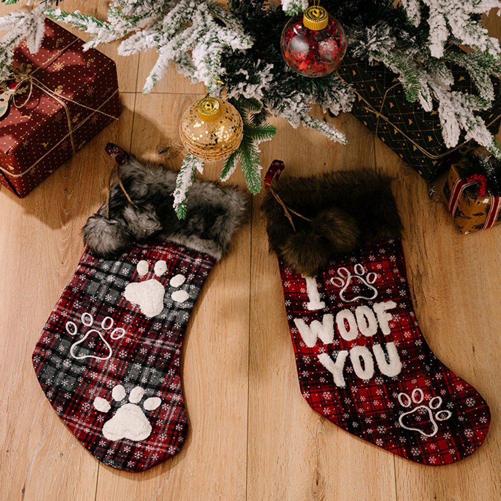 Christmas Socks Pet Plaid Gift Bag Alphabet Socks, Alphabet