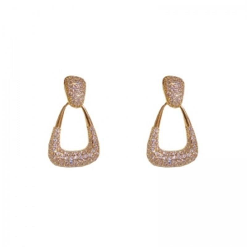 Pinkdudu Vintage Glass Geometric Block Zircon Earrings Trendy Drop Earrings Women Jewelry PD2373