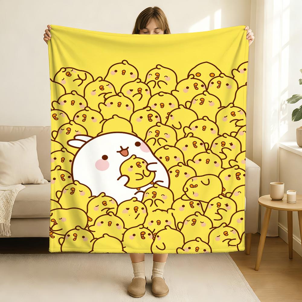 Kreslená Kawaii M Molang Deka Měkká a Šetrná k Pleti Pro Pohovku Postel Dřímotu Přehoz Na Postel Na Všechna Roční Období Přikrývka