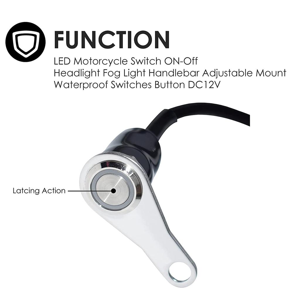Motorcycle Handlebar Switch ATV Bike LED Headlight Fog Light Switch Waterproof Overload Protection Blue