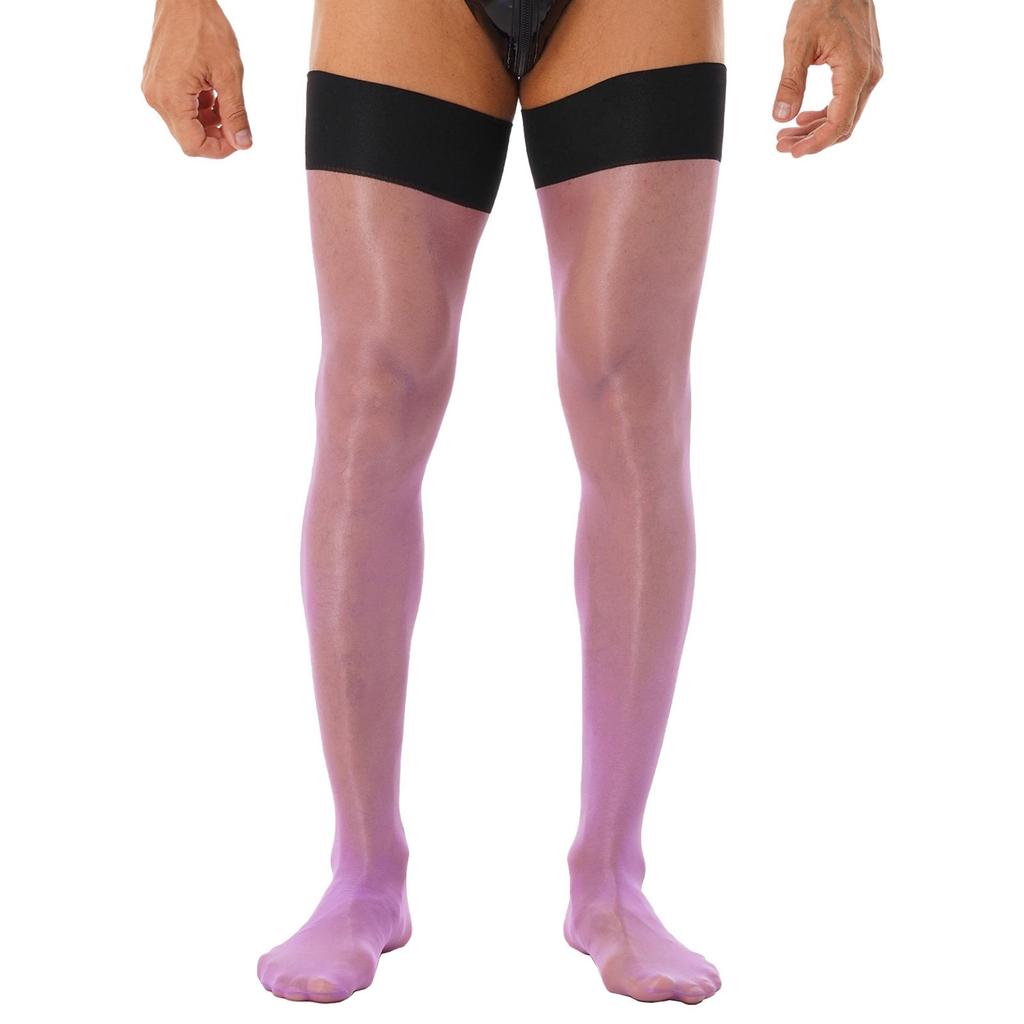 Män Glansiga Stretchiga strumpor Lår Höga Transparenta strumpor Sissy Strumpor Strumpor Underkläder Över Knästrumpor Kostymtillbehör