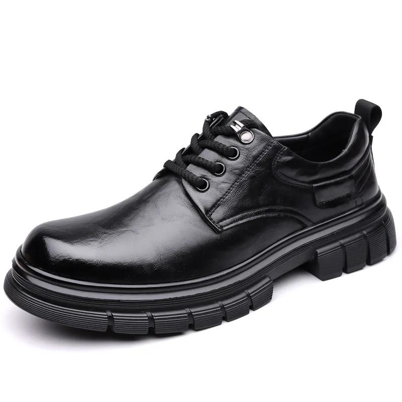 Fashion Spring Autumn  British Derby Shoes for Men Cow Leather Fashion Casual Wedding Shoe Male Solid Color Designer Dress Shoes Man