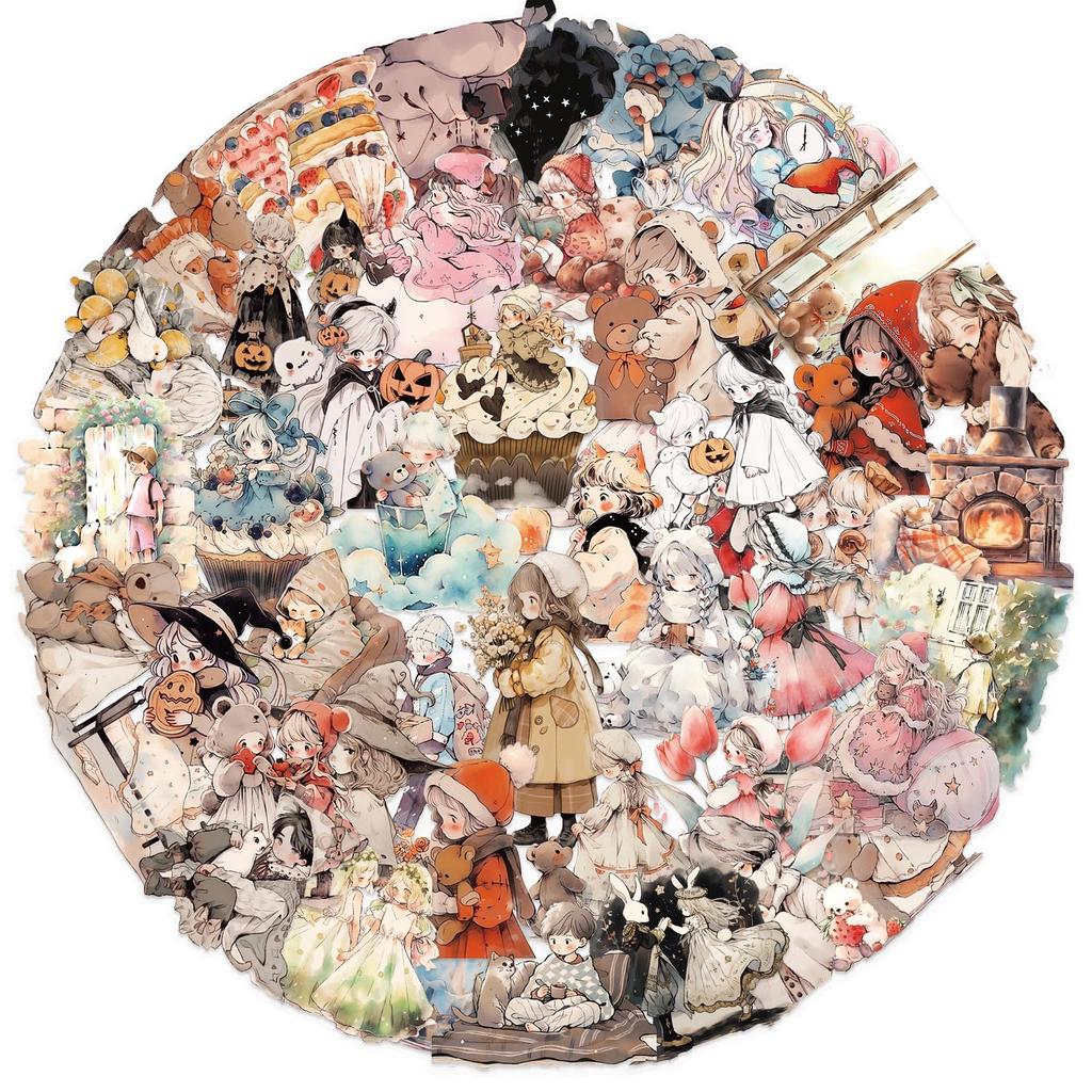 Transparent Vintage Fairy Tale Stickers 50 Sheets Waterproof PET Stickers for Junk Card Water Phone and More of Fairy - - Scrapbooking, Journaling,