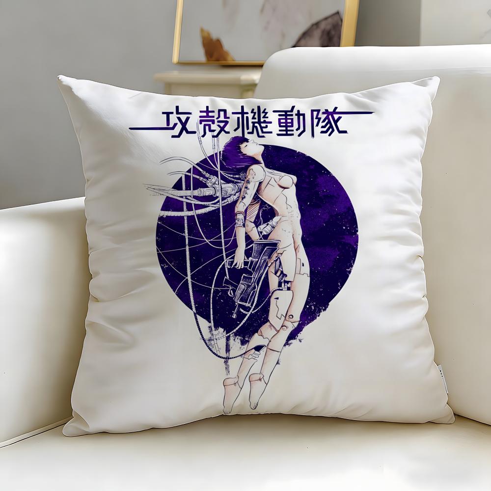 classic anime Ghost in the Shell Cushion Cover Soft & Easy-Wash Pillow Case – Versatile for Couch, Bed, Travel and Office