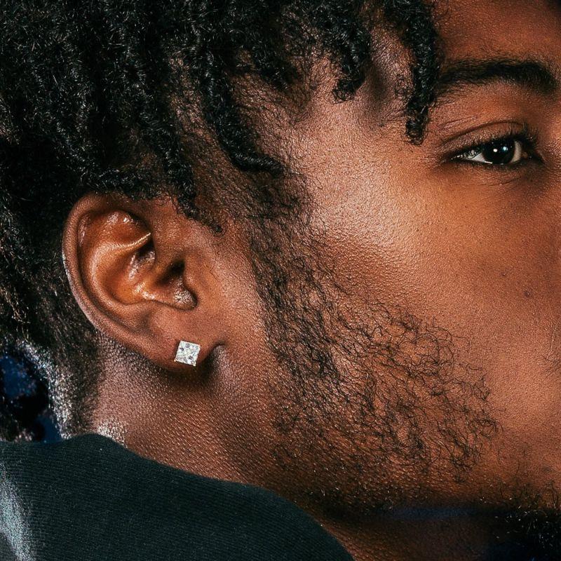 

925 Sterling Silver Hip Hop Hiphop Fashionmonger Earrings Zircon 7mm [Single] with White Ear Plug