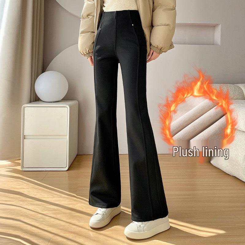 

Женский зимний флисовый костюм для похудения 2025 года с брюками микро-клеш и коротким свободным хлопковым пальто Extra Large