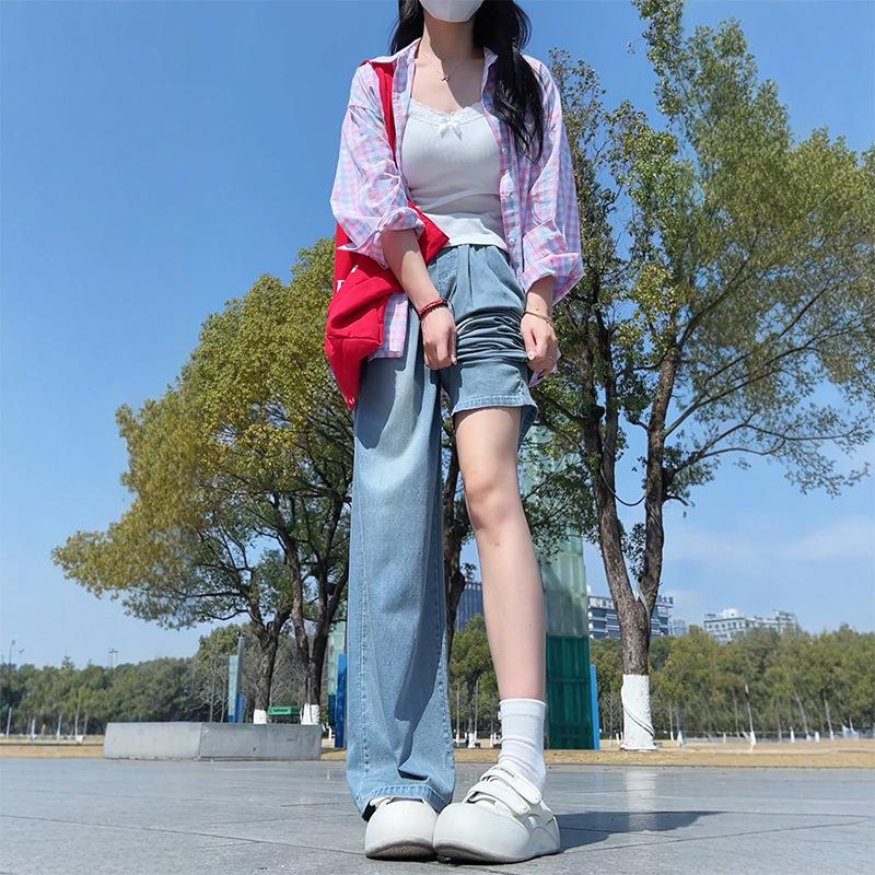 

Women s Blue Tencel Jeans 2025: New Summer Thin Casual Loose Fit, Lazy Style, Small Size Pants L 116-130 lbs