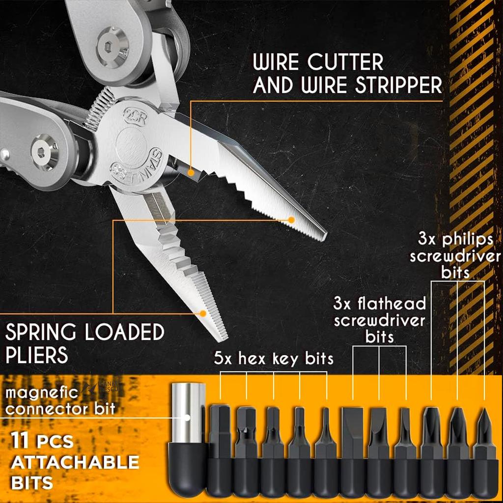 Multitool 24 in 1 Multi Tool Plier Wire Stripper Folding Pliers Outdoor Camping Portable Folding Pocket Pliers Knife Hiking