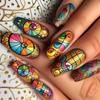 24 Pieces Press On Nail French Style Acrylic Nails Glossy Artificial Nail Full Cover Stick On Nails for Women and Girls