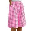 Women's Casual Comfortable Plaid Button-up Summer Shorts With Pockets