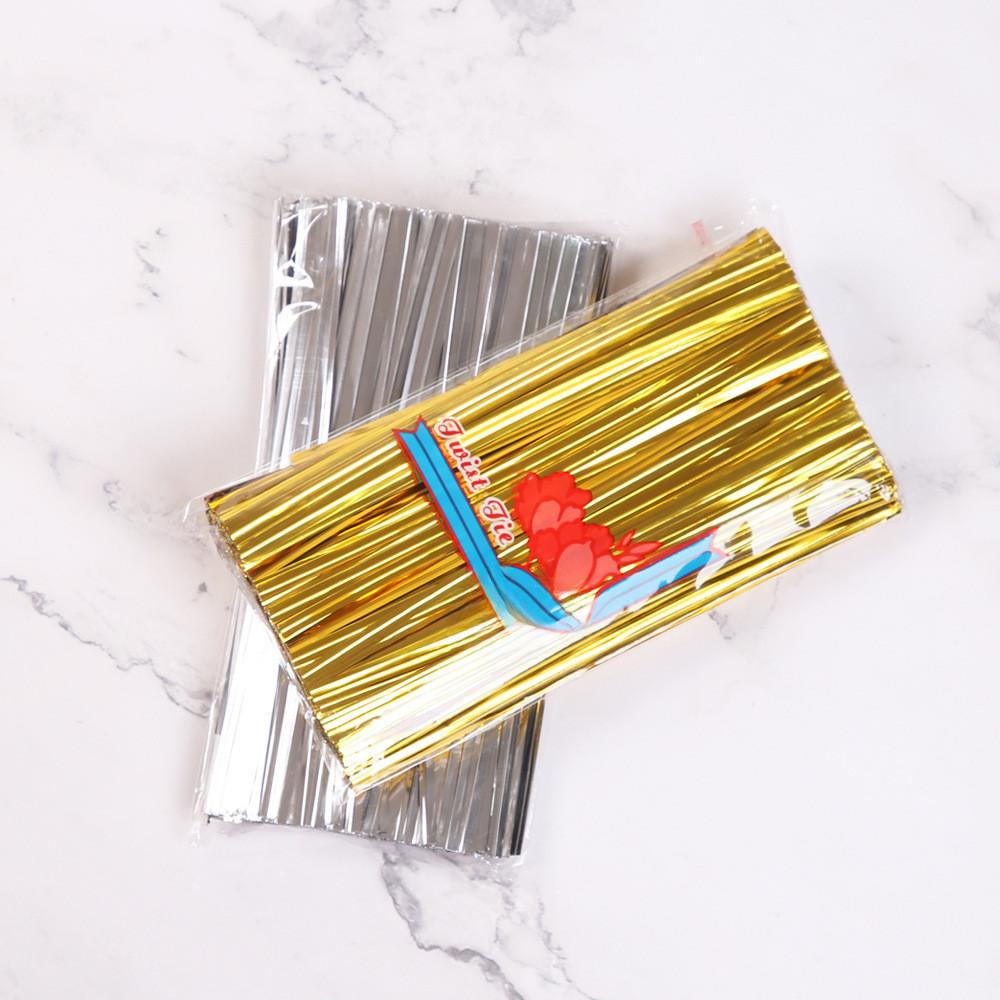 15cm Long Candy Twist Ties Gold And Silver Metallic Wire For Gift Packaging And Baking