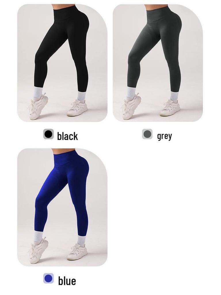 Dfyne Damskie Bezszwowe Trójsekcyjne Spodnie do Jogi z Wysokim Stanem, z Marszczeniem w Pasie i Designem Podnoszącym Biodra